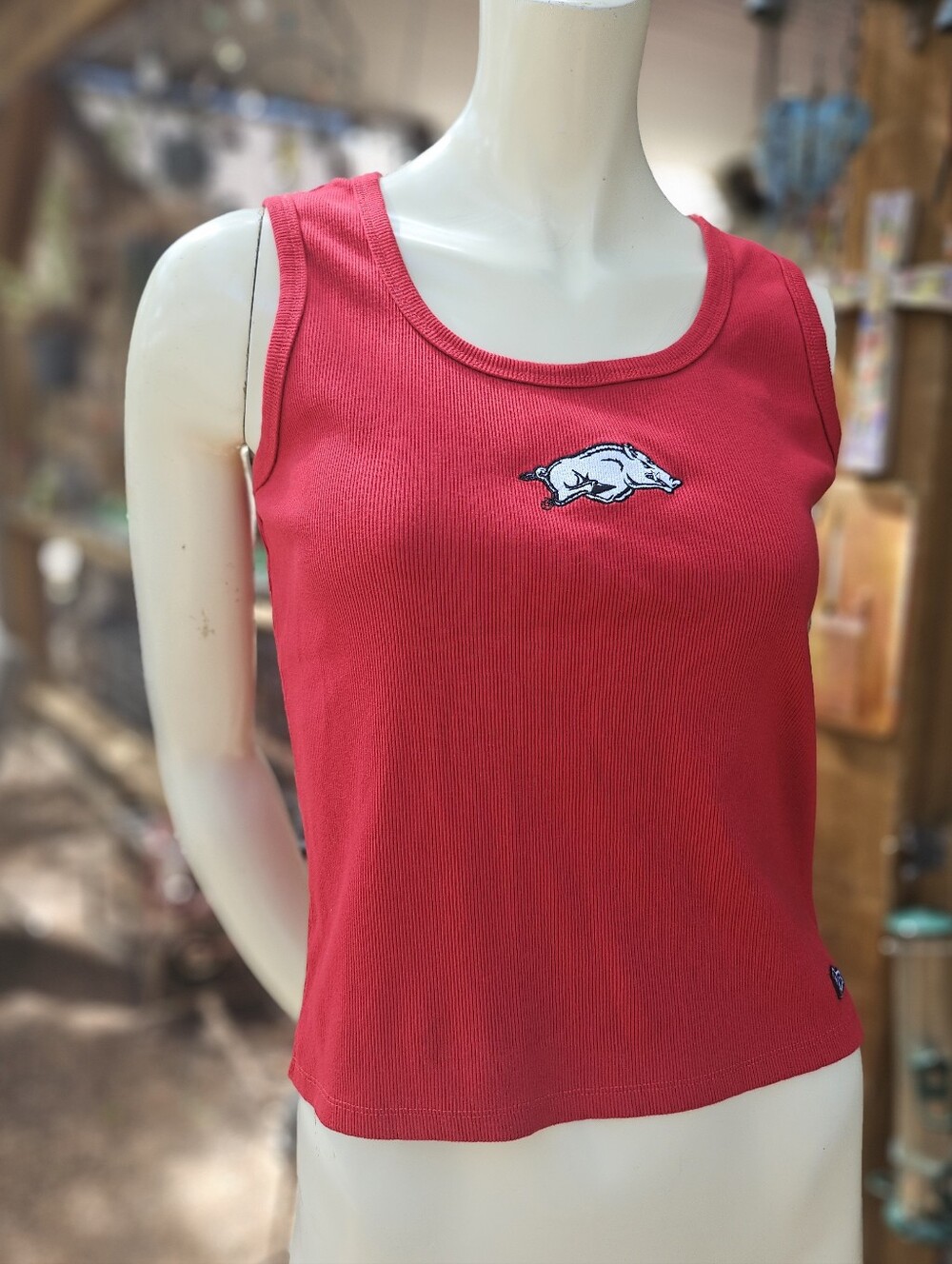 Hype & Vice University of Arkansas MVP Red Ribbed Tank Top L